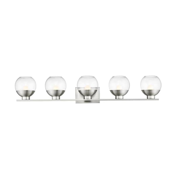 Osono 5 Light Vanity, Brushed Nickel & Clear